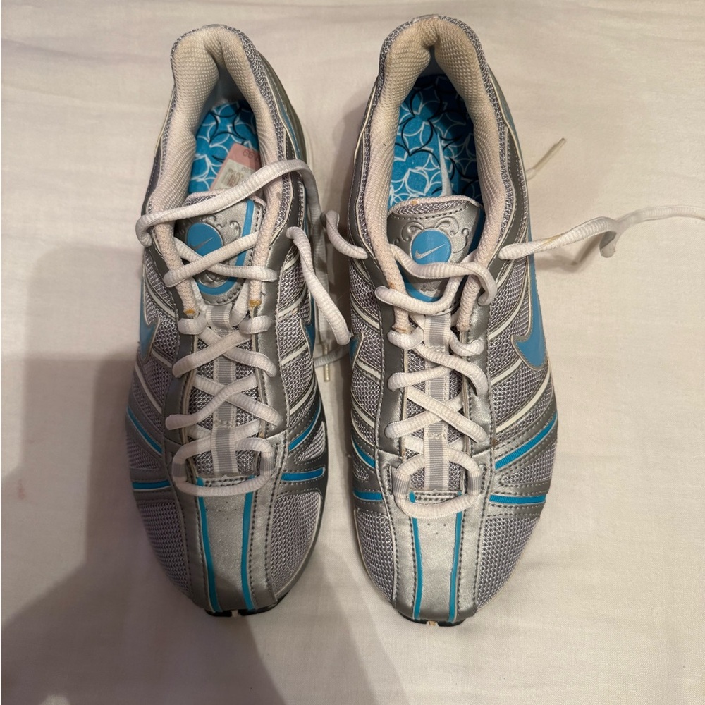 Nike Silver and Light Blue Sneakers